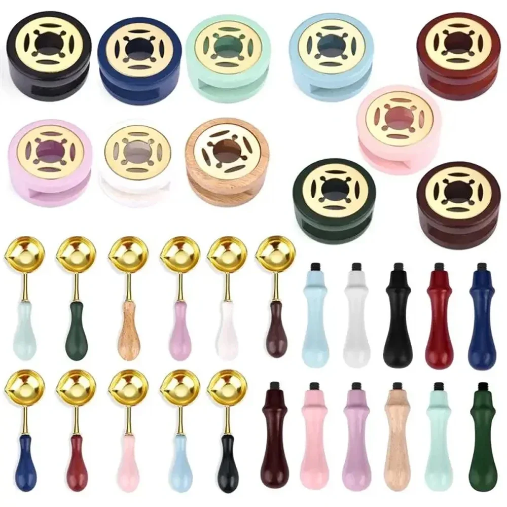 Wax Seal Stamp Set - 2/3個入りシーリングワックススタンプセット、無垢材ヴィンテージワックスシールスタンプ加熱ストーブキット、結婚式の招待状、カード、封筒、ギフト用