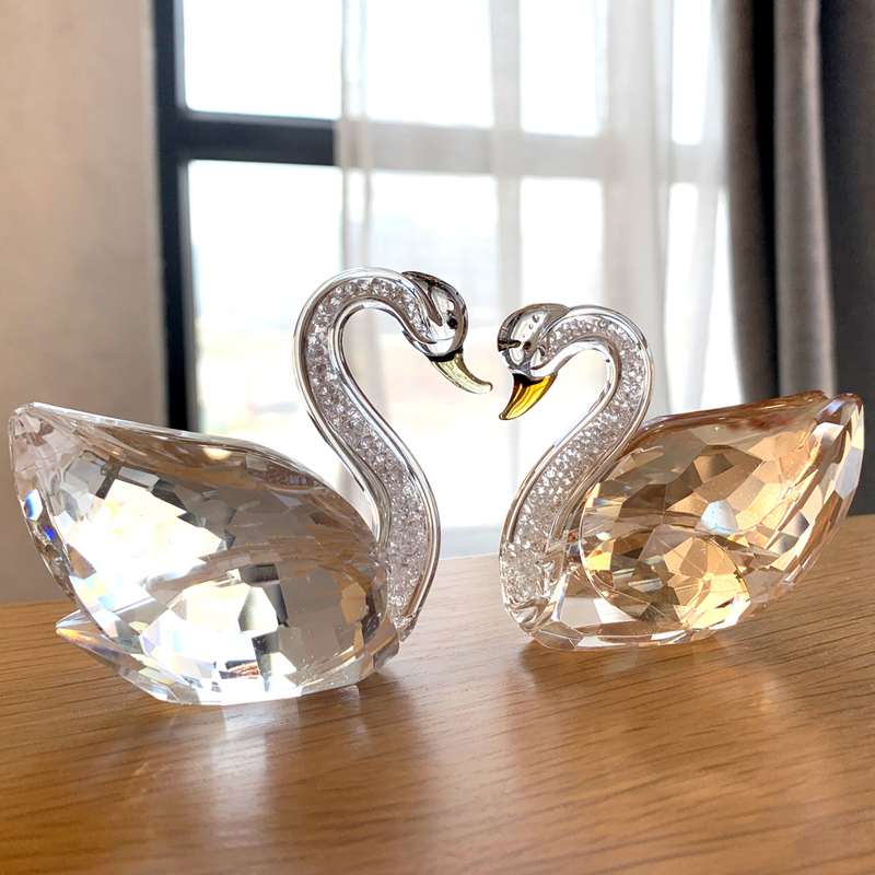 Paper Weight Crystal - ガラスの白鳥とダイヤモンドの置物,テーブルの装飾,結婚式の装飾,ギフト,3色