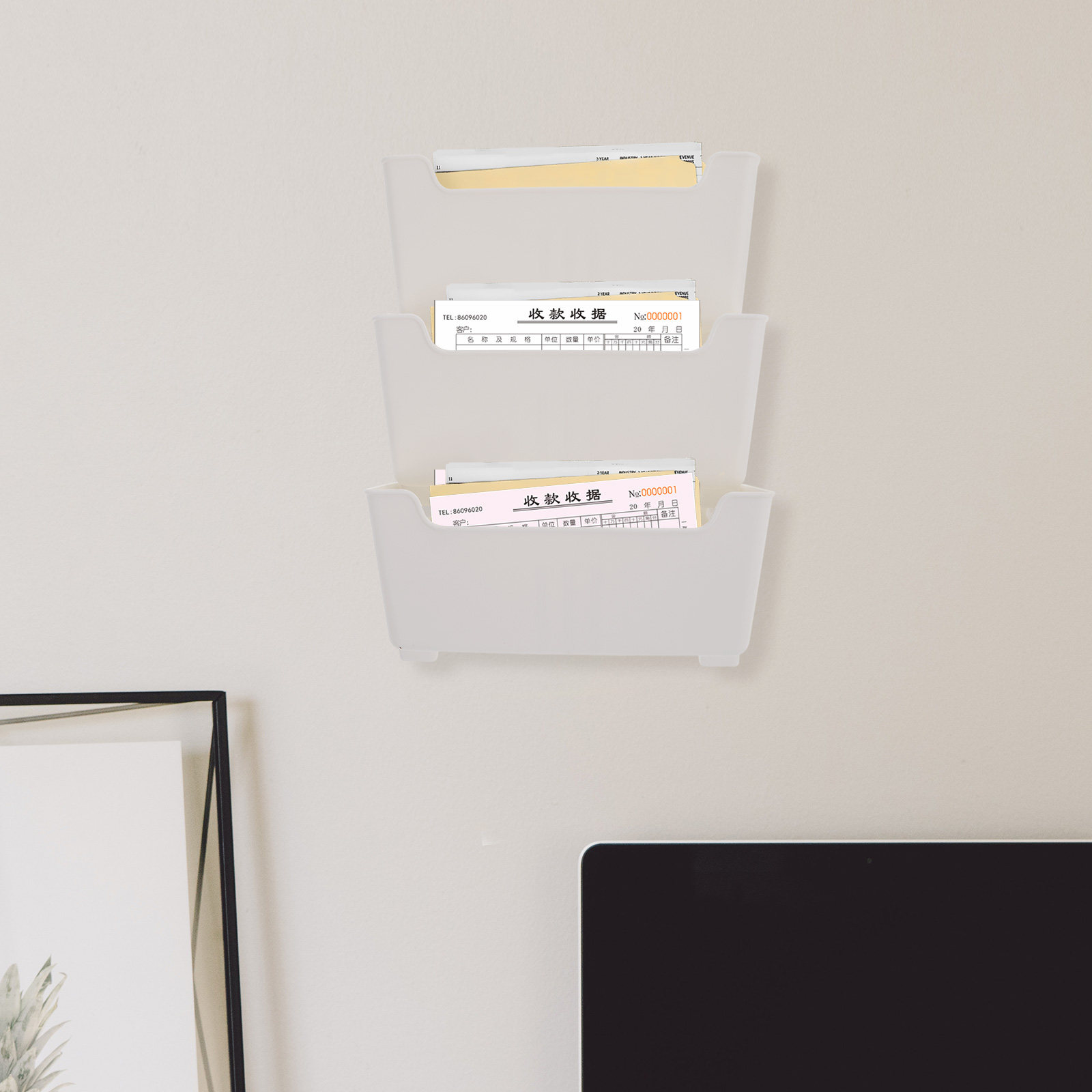 Magazine Holder Rack - 1個入り 透明壁掛けファイル整理ラック プラスチック製 ハンギングラック マガジンホルダー メールホルダー
