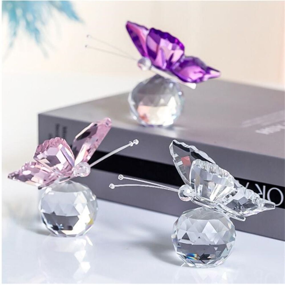 Paper Weight Crystal - 金属製の置物とボールの蝶,家の結婚式の装飾,ガラス製の工芸品,文鎮テーブルの装飾品,お土産のギフト