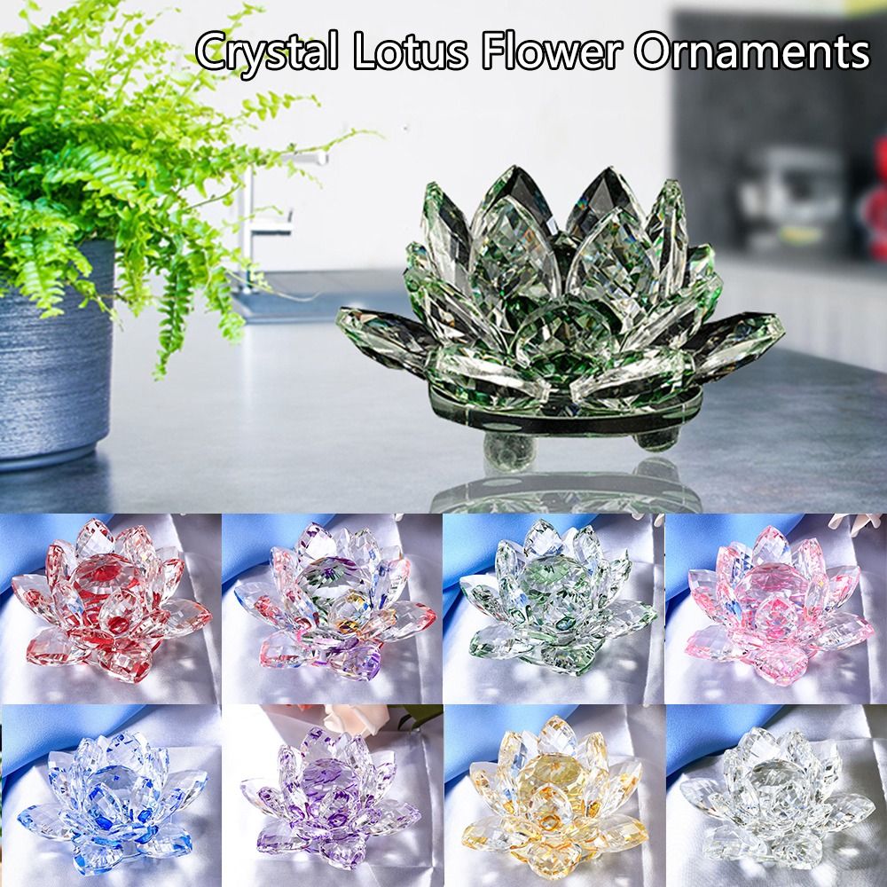 60-140mm クリスタル蓮の花の置物、蓮の花の装飾、多色 - Paper Weight Crystal のレビューと価格