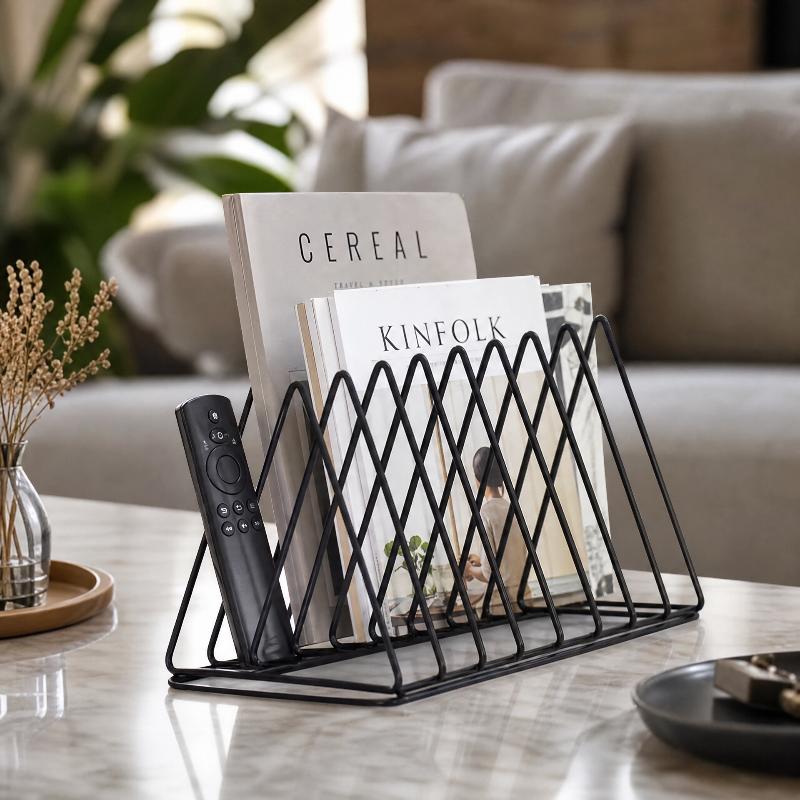新しい5/9グリッド収納ラック 三角形鉄製ファイルオーガナイ - Magazine Holder Rack のレビューと価格
