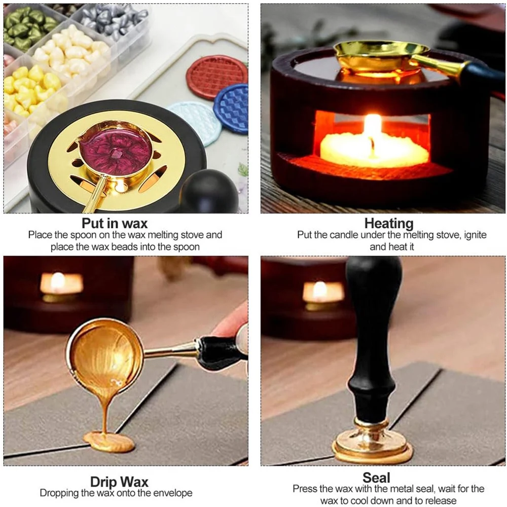 2/3個入りシーリングワックススタンプセット、無垢材ヴィンテ - Wax Seal Stamp Set のレビューと価格