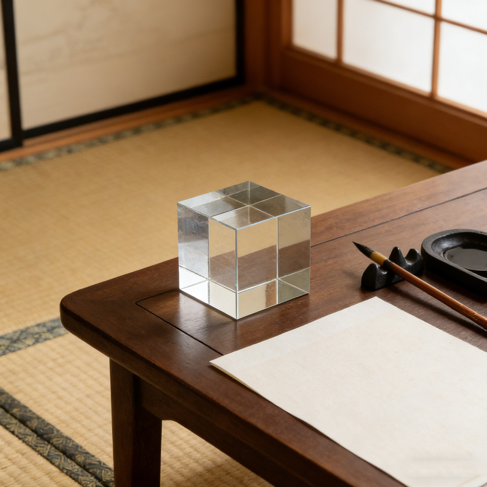 正方形のクリスタル製ペーパーウェイト。透明で重厚感があり、装 - Paper Weight Crystal のレビューと価格